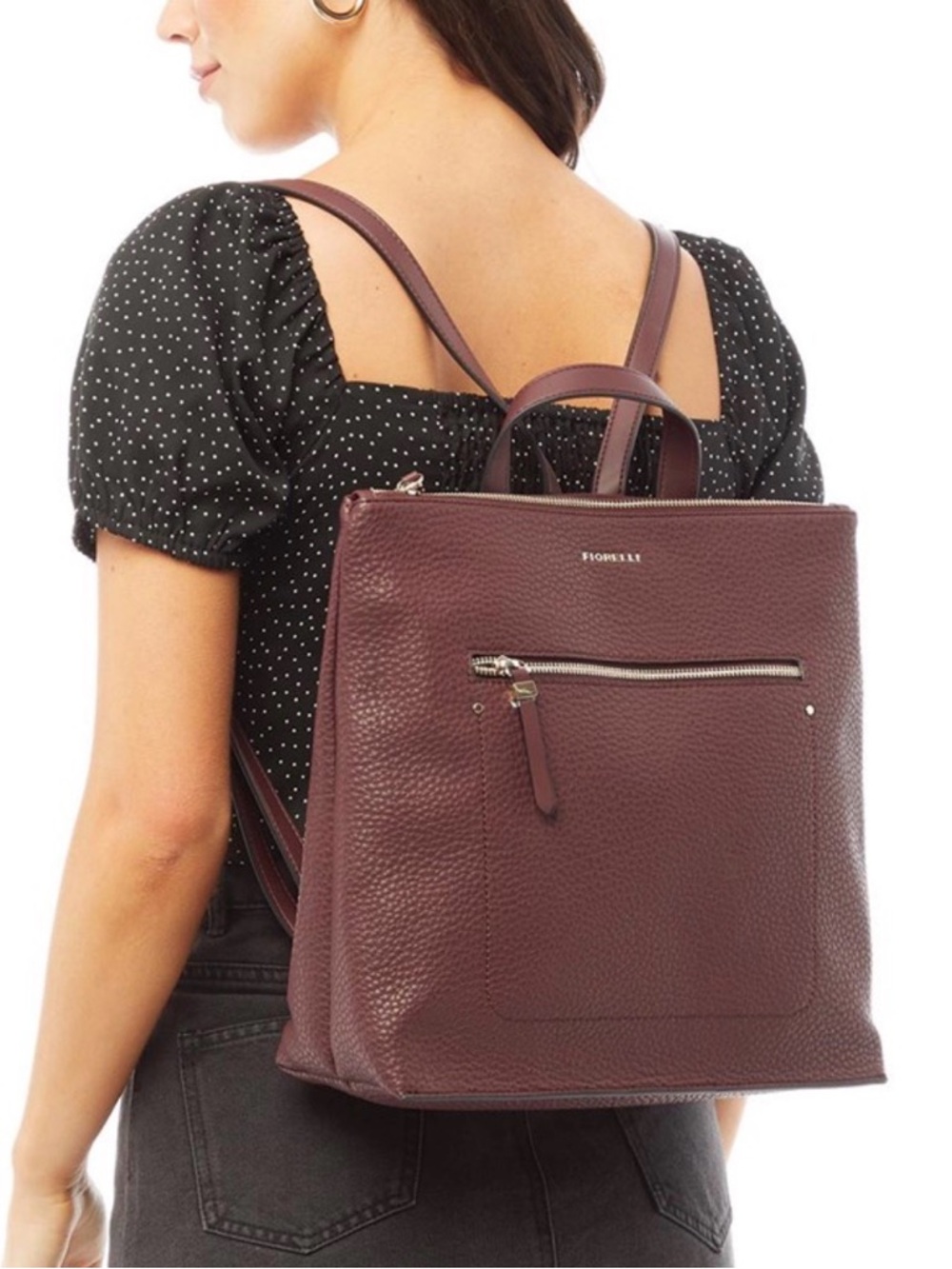 Fiorelli Pebbled Leather Backpack in Wine